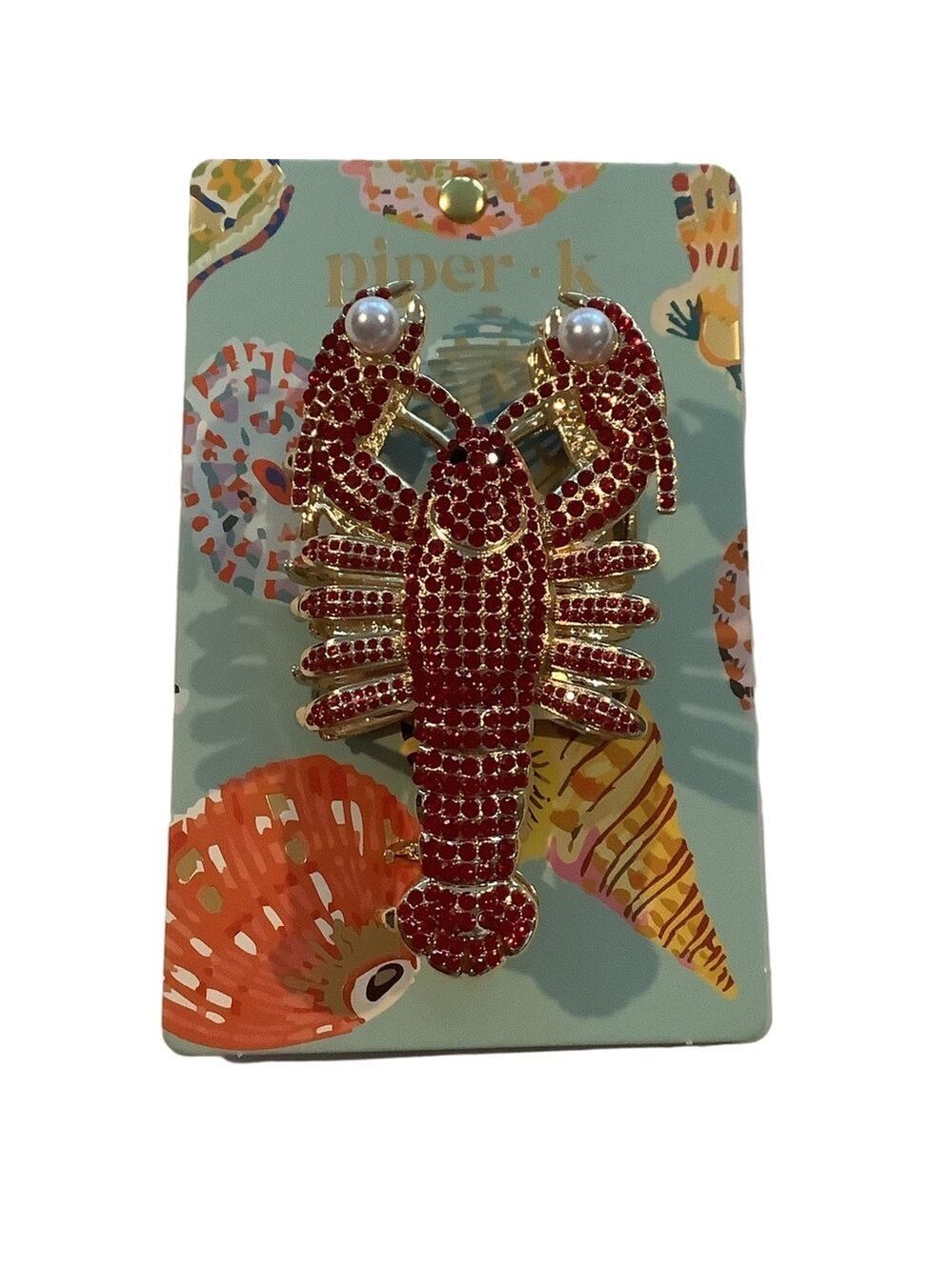 Piper k Rhinestone Lobster 2 Sided Hair Claw Clip New